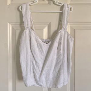 Abercrombie white sweetheart neckline linen blend tank top.